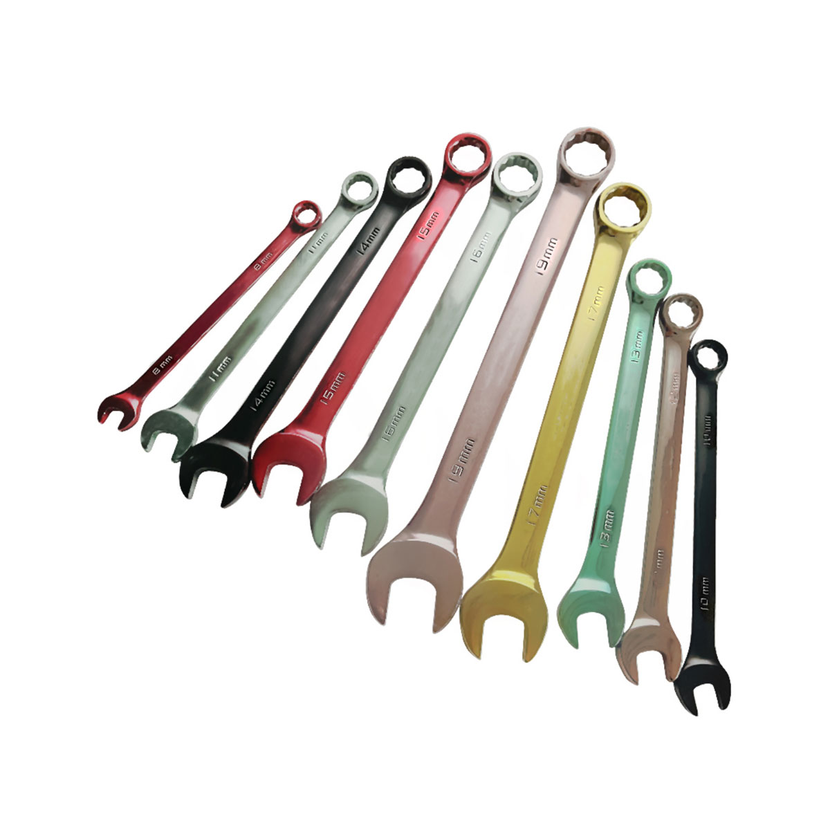 Färgkombinationsskiftnycklar Set för dubbla ändamål med öppen skiftnyckel rörlig skiftnyckel Handverktyg